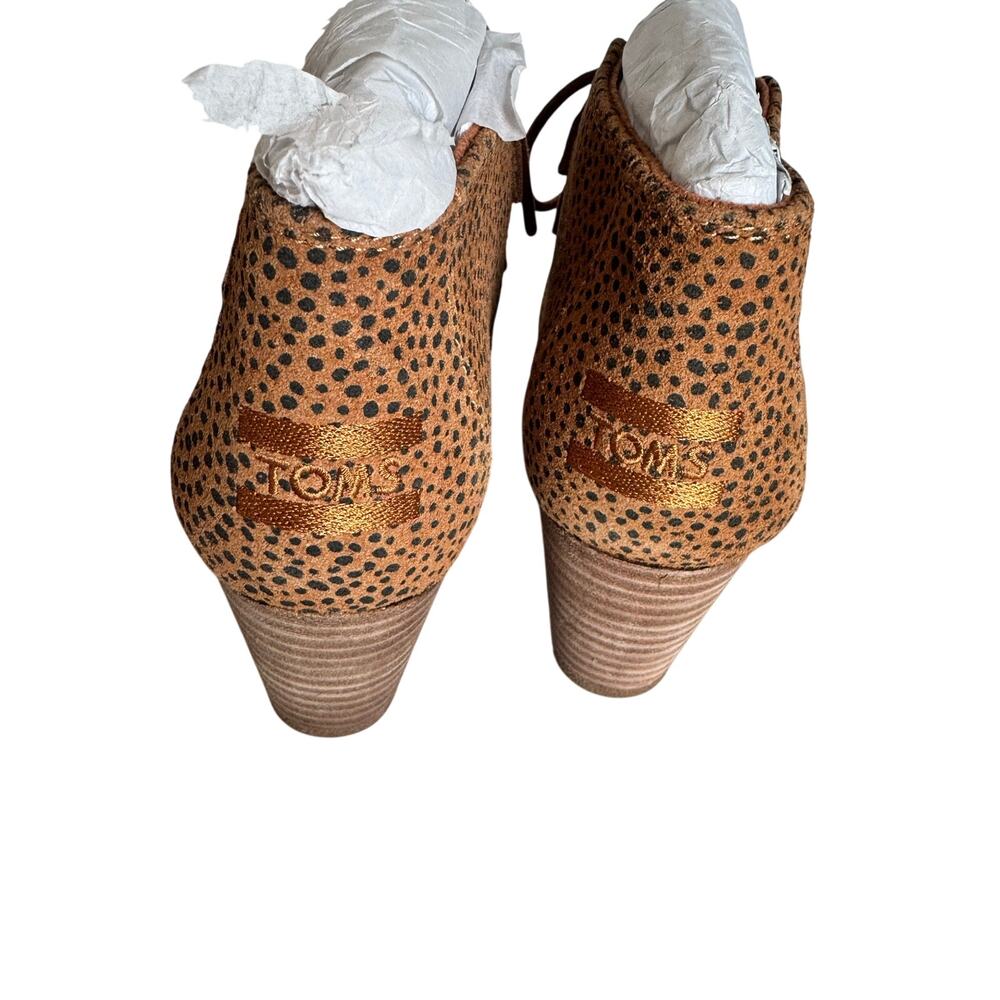TOMS Kala Wedge Booties Cheetah Print Lace Up Ankle Boots NWOB Size 5.5 - Picture 7 of 9